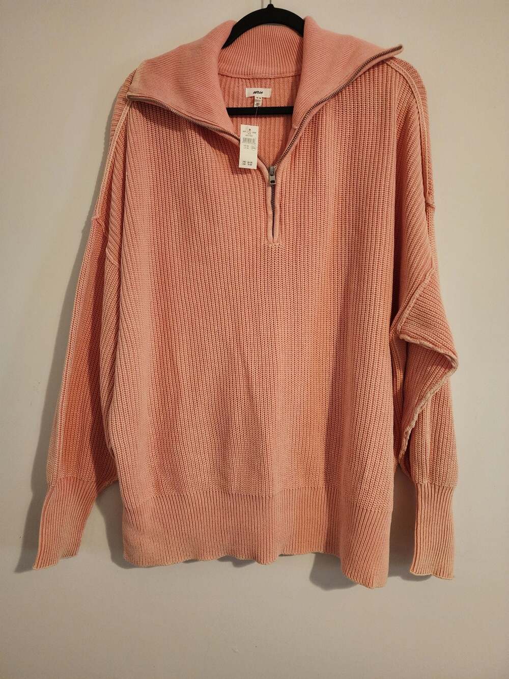 Aerie Beyond Quarter Zip Sweater, Pink, Size M